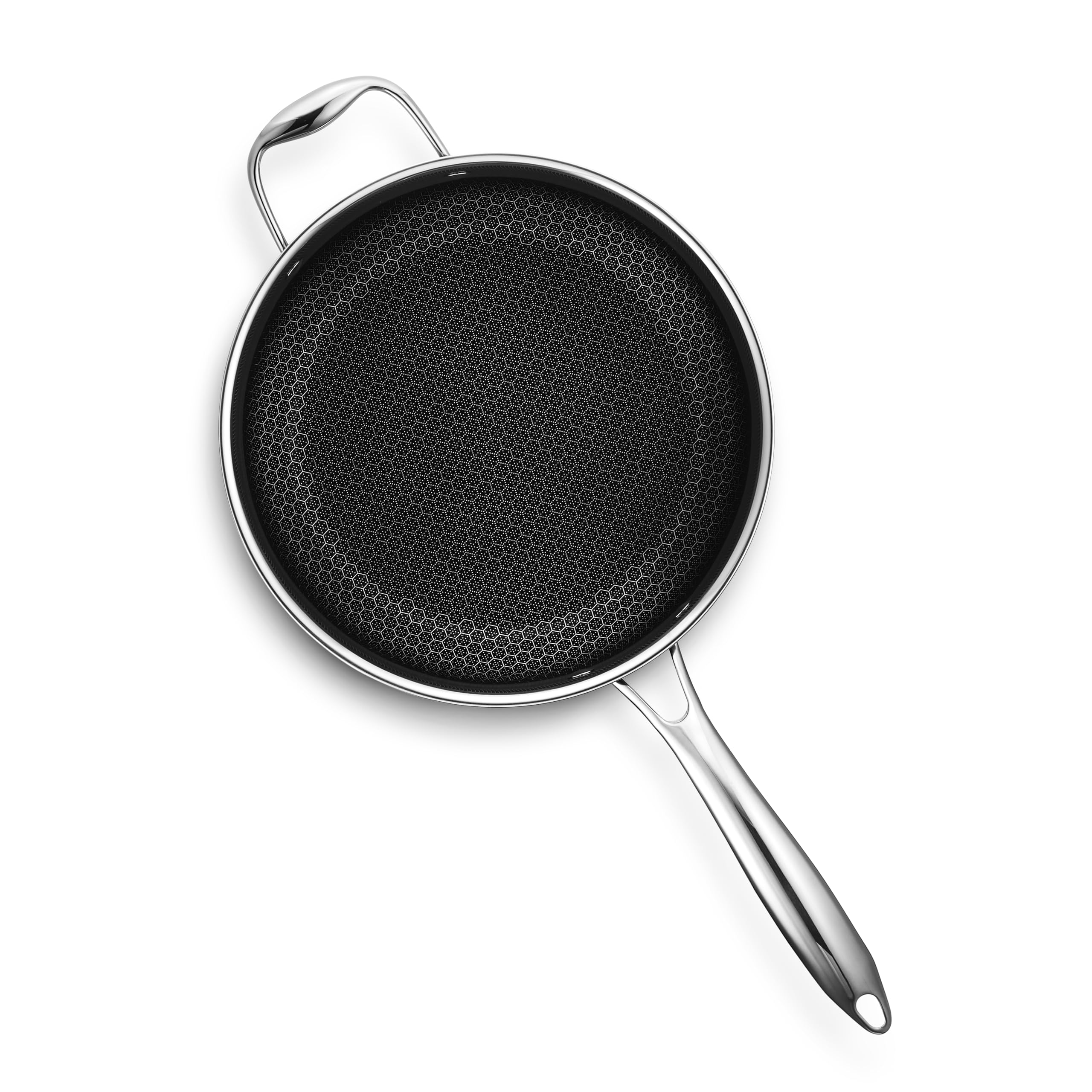 HexClad Hybrid Nonstick 5-Quart Saucepan with Tempered Glass Lid, Stay-Cool Handle, Dishwasher-Friendly, Oven-Safe Up to 900°F, Induction-Ready, Compatible with All Cooktops