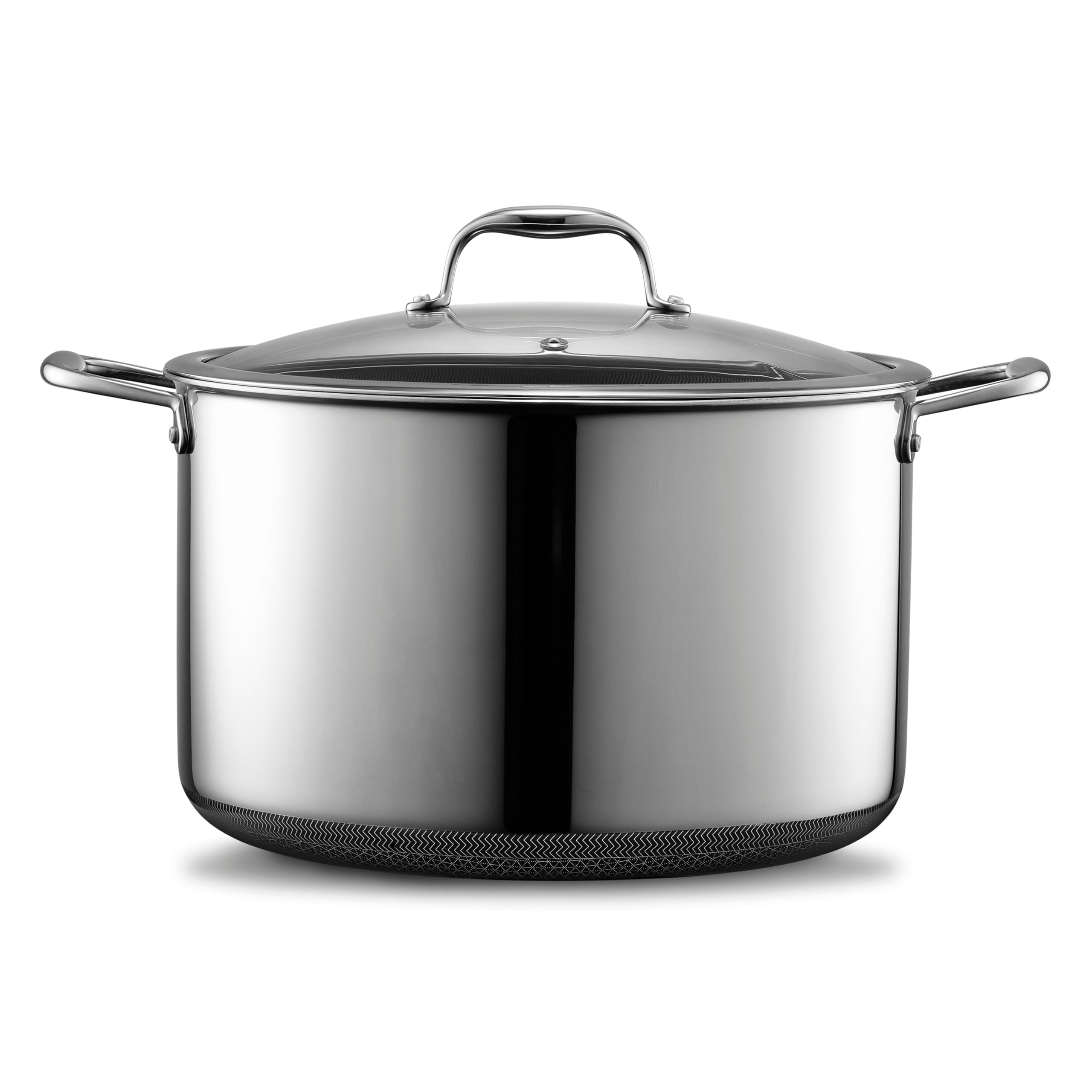 HexClad Hybrid Nonstick 12-Quart Stockpot with Tempered Glass Lid, Stay-Cool Handles, Dishwasher-Friendly, Oven-Safe Up to 900°F, Induction-Ready, Compatible with All Cooktops