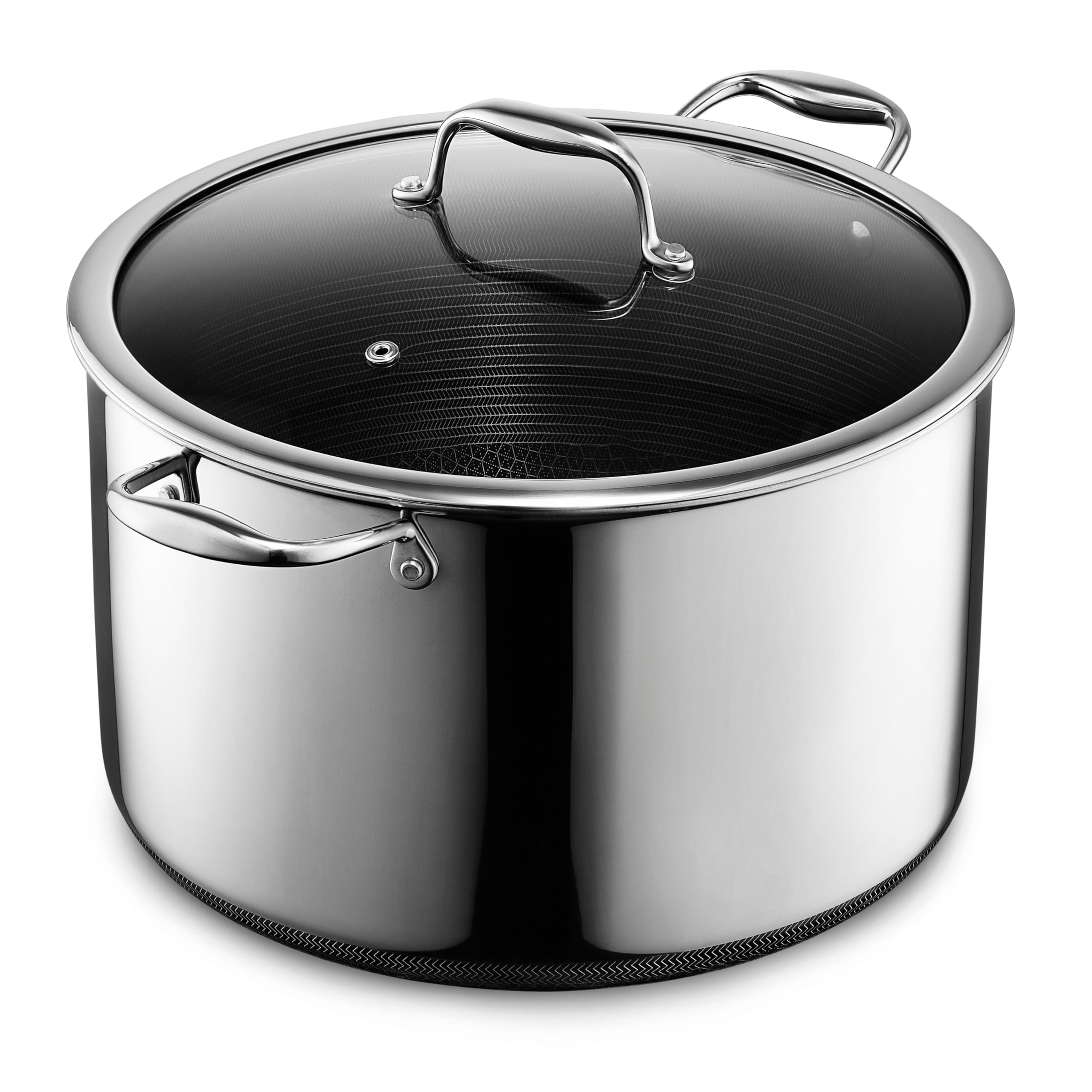 HexClad Hybrid Nonstick 7-Quart Sauté Pan with Tempered Glass Lid, Chicken Fryer, Stay-Cool Handles, Dishwasher-Friendly, Oven-Safe Up to 900°F, Induction-Ready, Compatible with All Cooktops