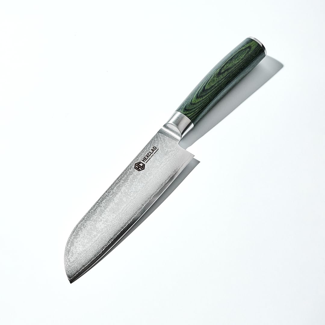 HexClad Chef's Knife, 8-Inch Japanese Damascus Stainless Steel Blade, Pakkawood Handle