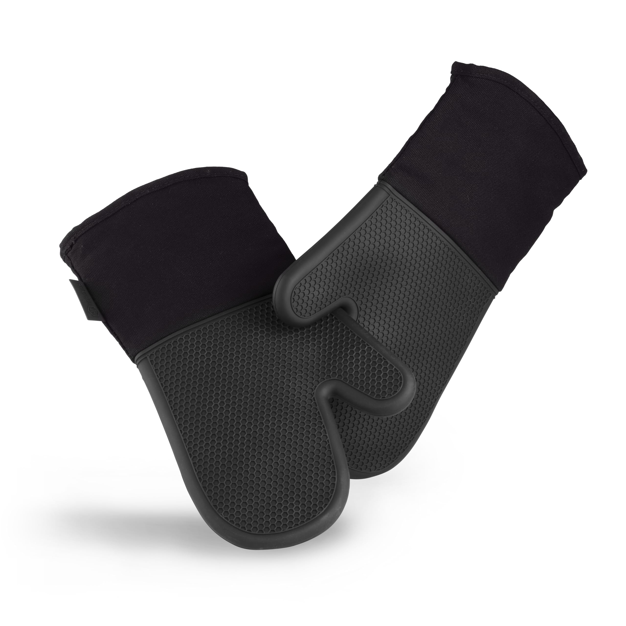 HexClad Silicone Oven Mitt Set, 2-Pack, Heat Resistant to 500ºF, Black