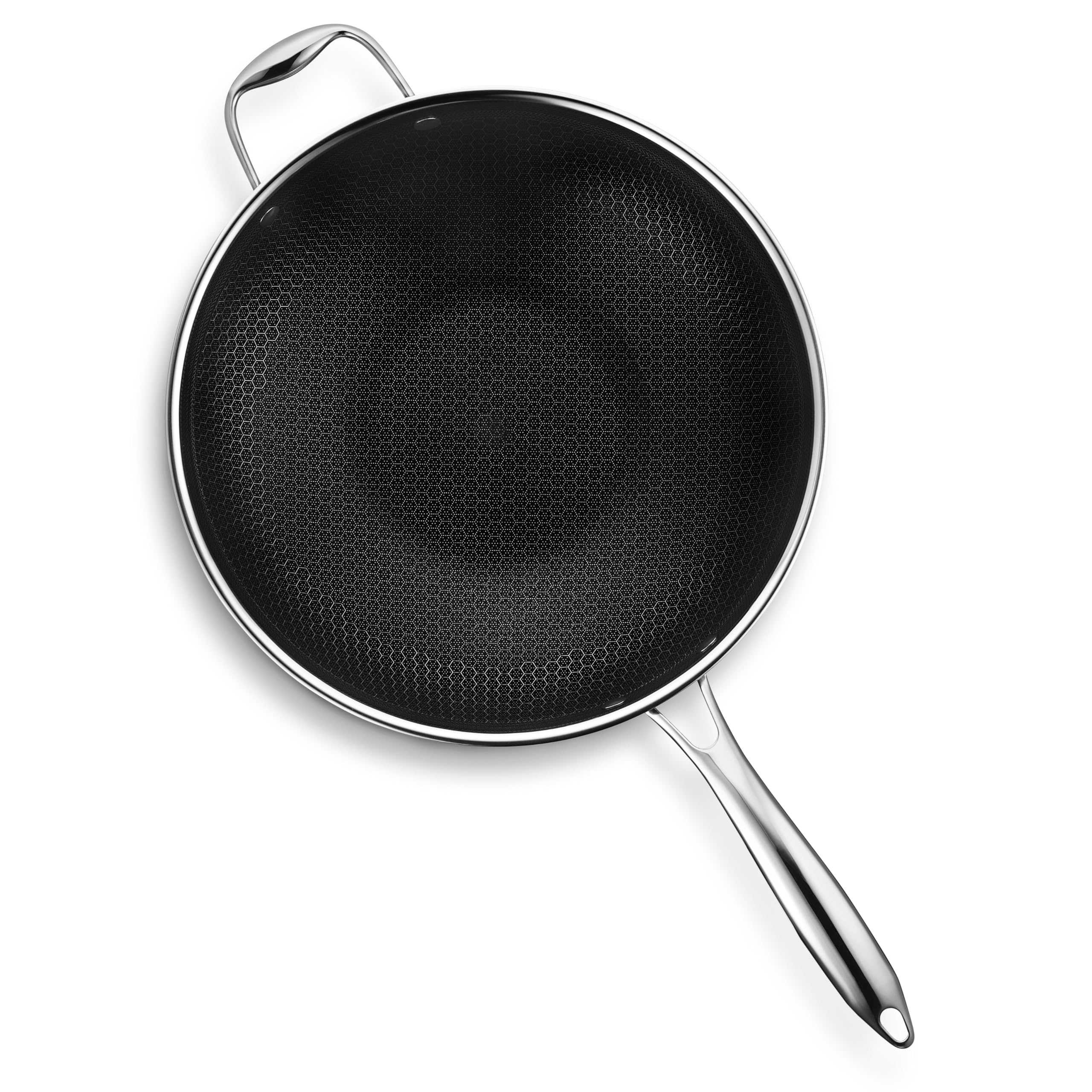 HexClad Hybrid Nonstick 12-Inch Wok, Stay-Cool Handle, Dishwasher-Friendly, Oven-Safe Up to 900°F, Induction-Ready, Compatible with All Cooktops