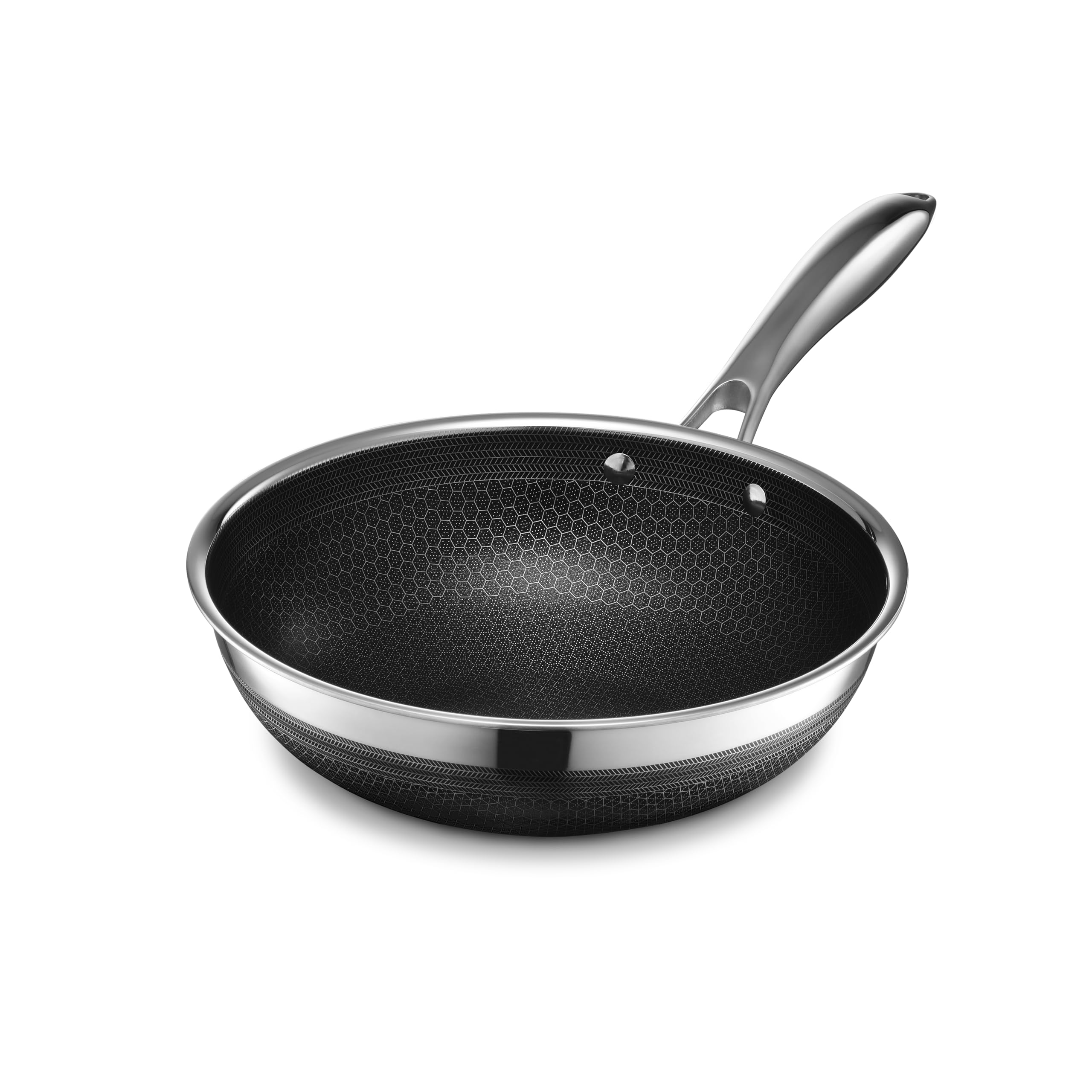 HexClad Hybrid Nonstick 12-Inch Wok, Stay-Cool Handle, Dishwasher-Friendly, Oven-Safe Up to 900°F, Induction-Ready, Compatible with All Cooktops