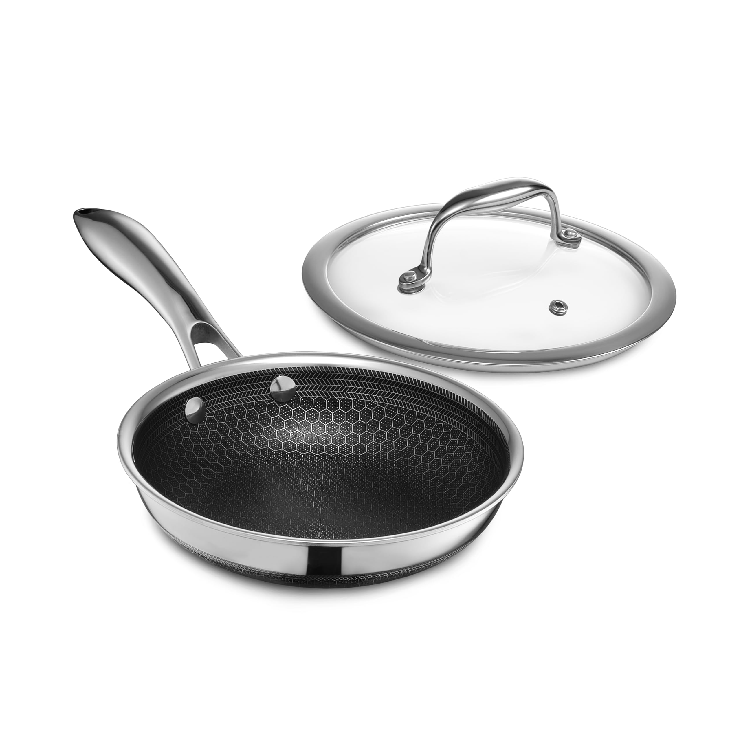 HexClad Hybrid Nonstick 10-Inch Frying Pan, Stay-Cool Handle, Dishwasher-Friendly, Oven-Safe Up to 900°F, Induction-Ready, Compatible with All Cooktops