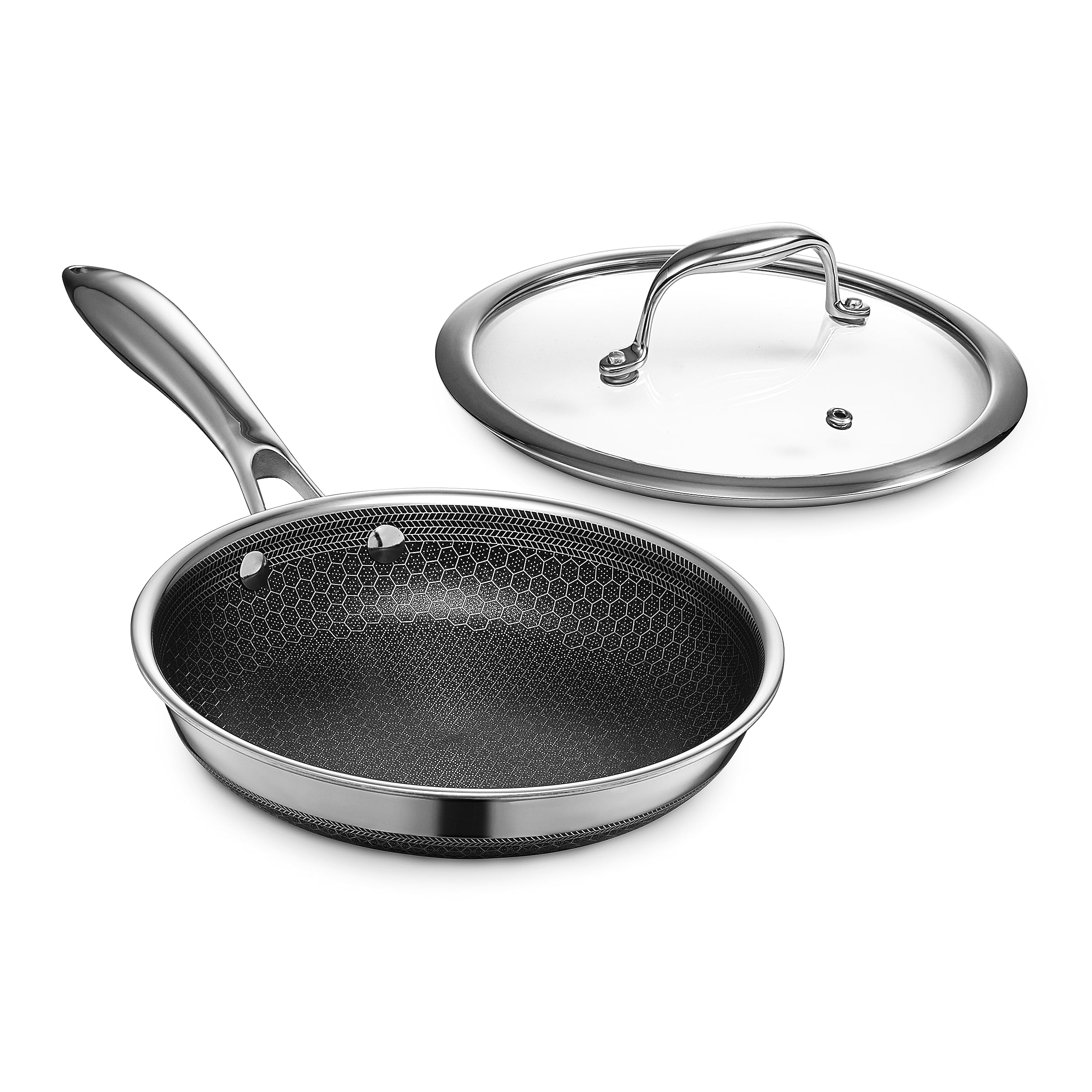 HexClad Hybrid Nonstick 10-Inch Frying Pan, Stay-Cool Handle, Dishwasher-Friendly, Oven-Safe Up to 900°F, Induction-Ready, Compatible with All Cooktops