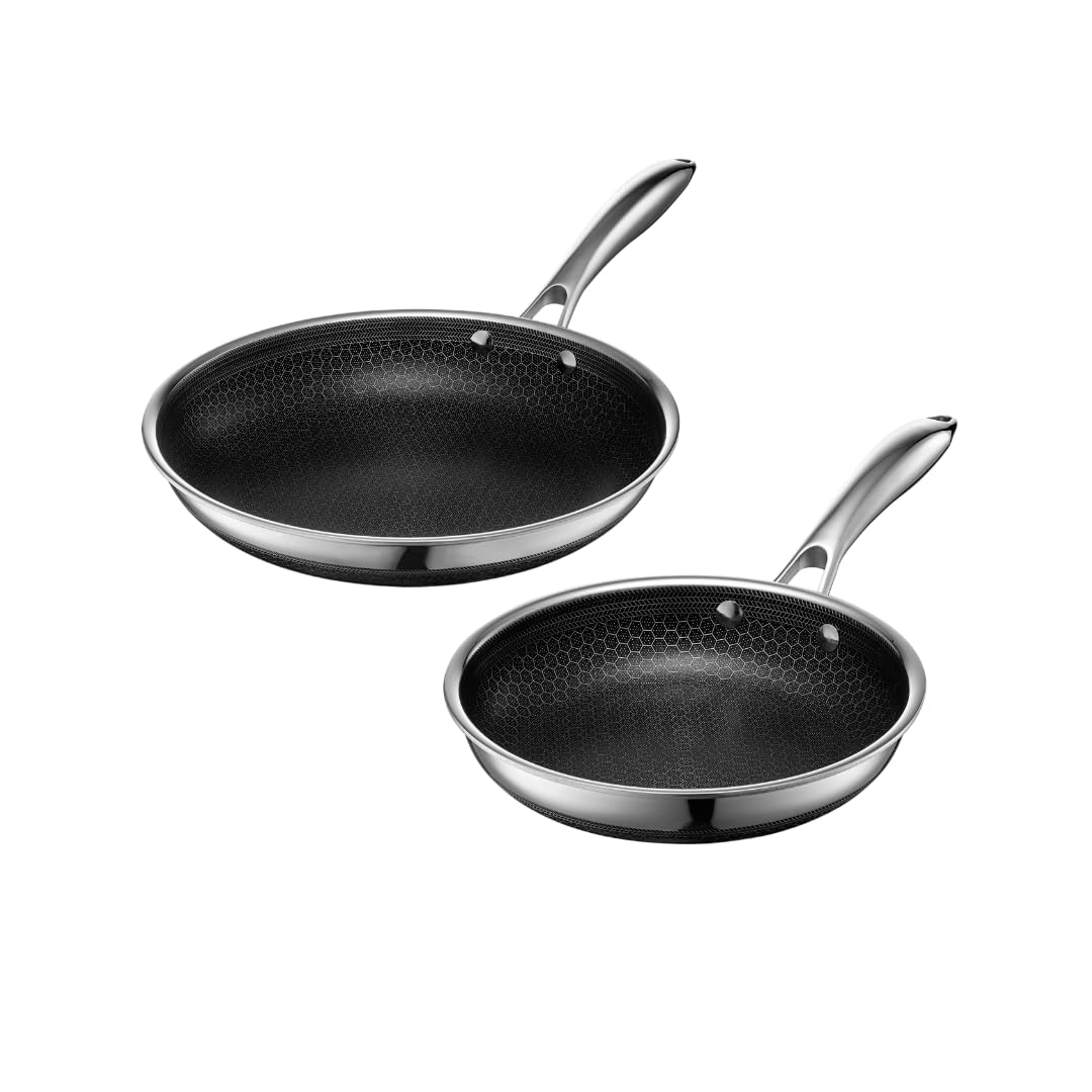 HexClad Hybrid Nonstick 2-Piece Cookware Set, 8" Pan and 10" Pan