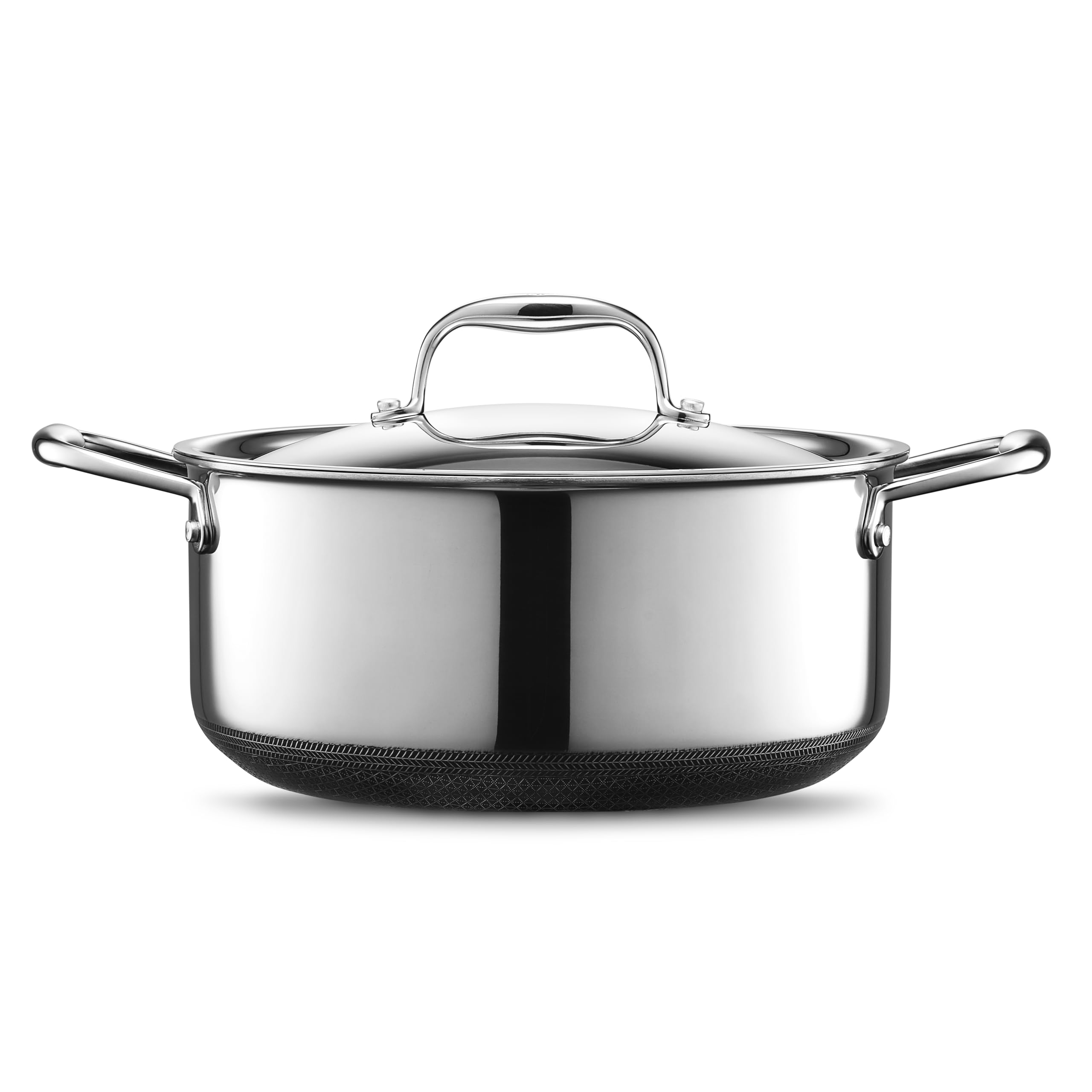 HexClad Cookware Set, 6-Piece Hybrid Stainless Steel Cookware Set with 5 Qt Dutch Oven, 5.5 Qt Saute Pan with Lid & 10 Qt Stock Pot with Lid, Dishwasher & Oven Safe