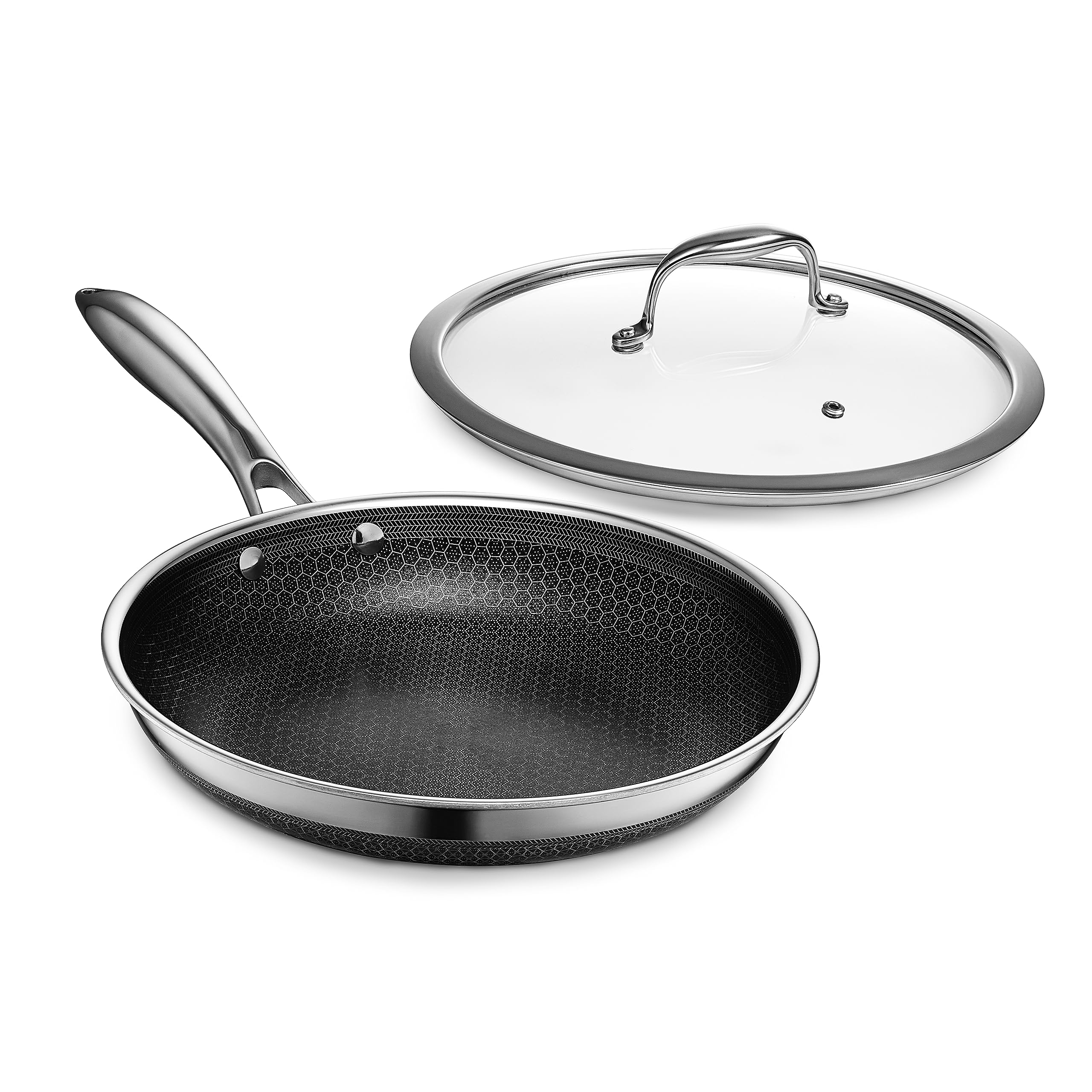 HexClad Hybrid Nonstick 8-Inch Frying Pan, Stay-Cool Handle, Dishwasher-Friendly, Oven-Safe Up to 900°F, Induction-Ready, Compatible with All Cooktops